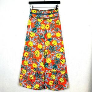 Xinxi Yizu Wide Leg Pants Elastic Waist Floral Print made in Japan - S